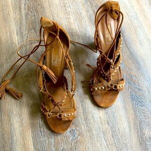 Aquazzura Tie Brown High Heels 37.5